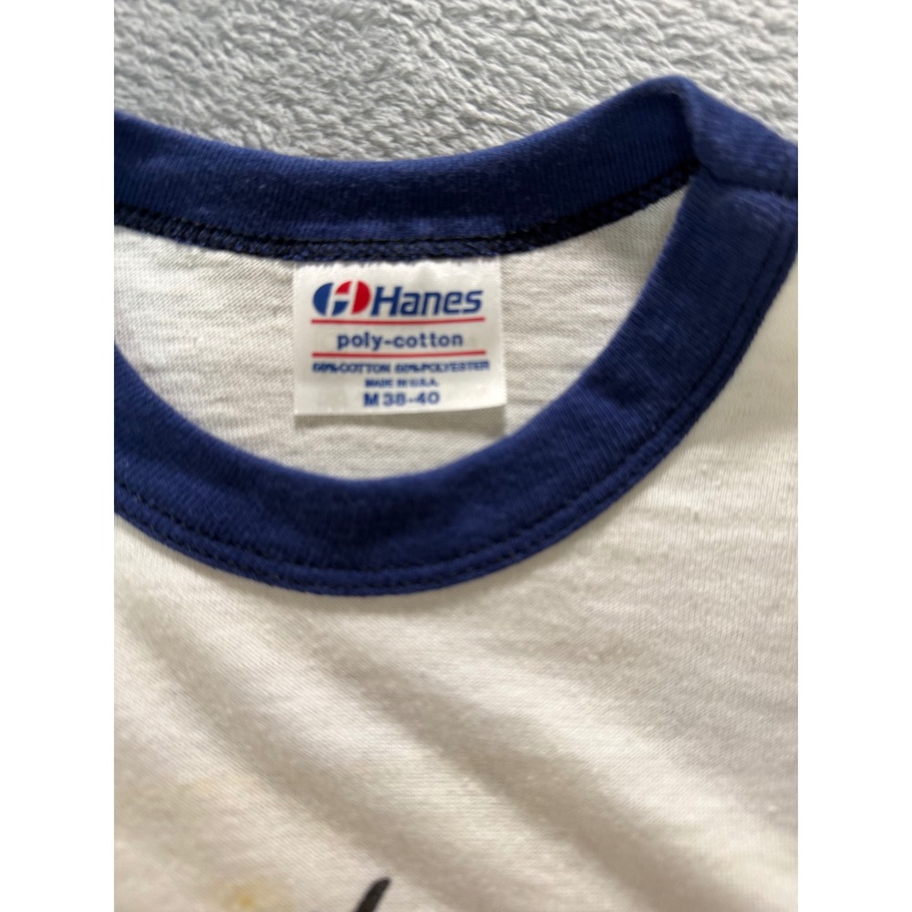 Vintage 1983 Hanes Ringer T Shirt Graphic Tee Houston Restaurant Size M